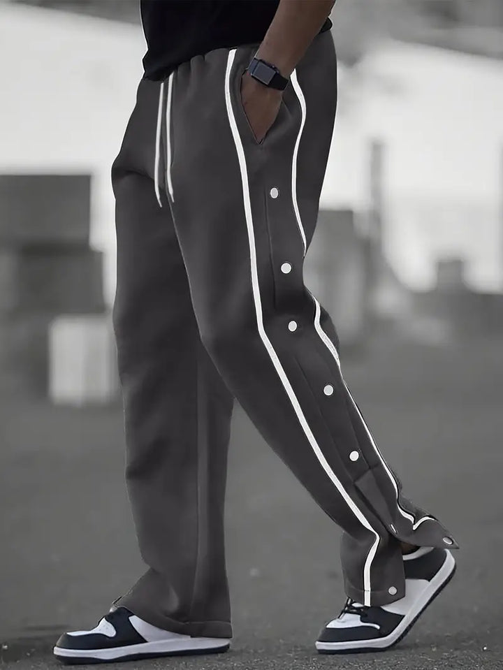 Mendis – Lässige Sport Hose Mit Geradem Bein Und Druckknopfverschluss