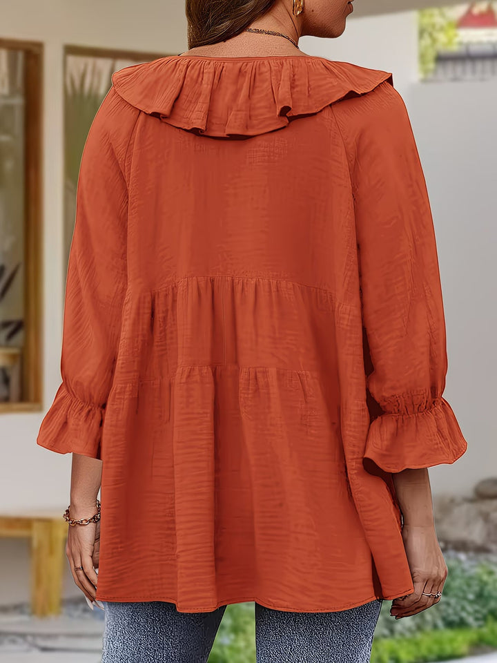 Garbine – Elegante Bluse Mit Rüschen Am Ausschnitt