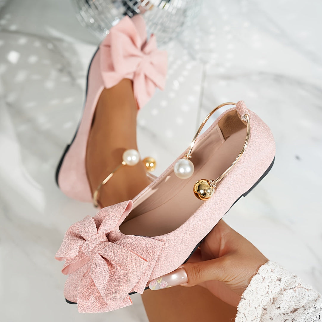 Jonita – Spitz Bogen Ballerinas Mit Perle Fersenriemen