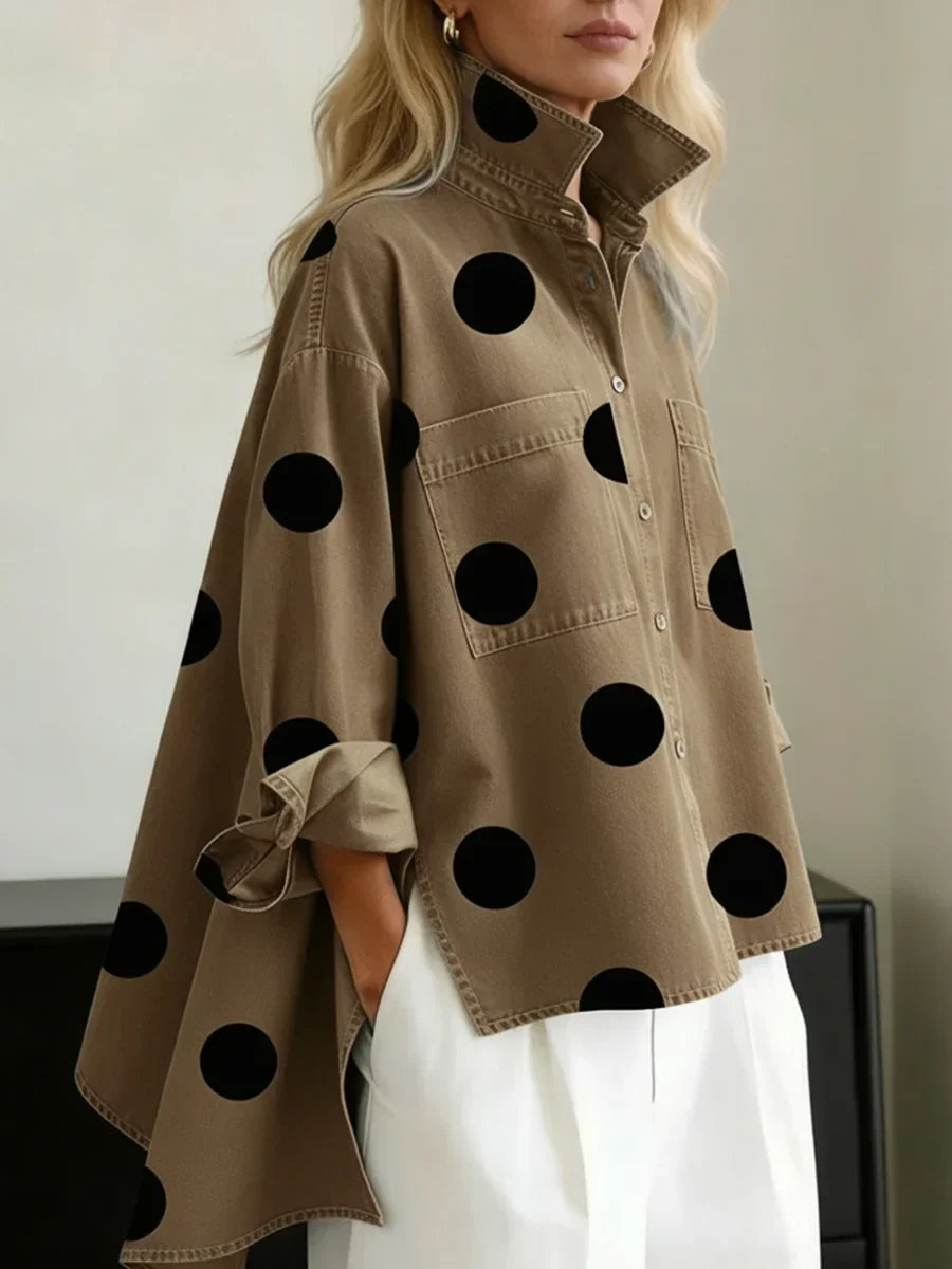 Ranulya - Elegantes Kunstvoll Bedrucktes Oberteil Mit Polka Dot Muster