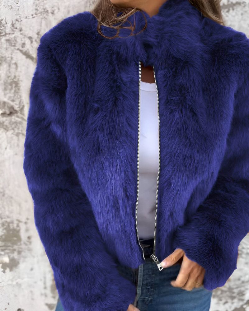 Arbel - Elegante Jacke Mit Stehkragen Aus Fell