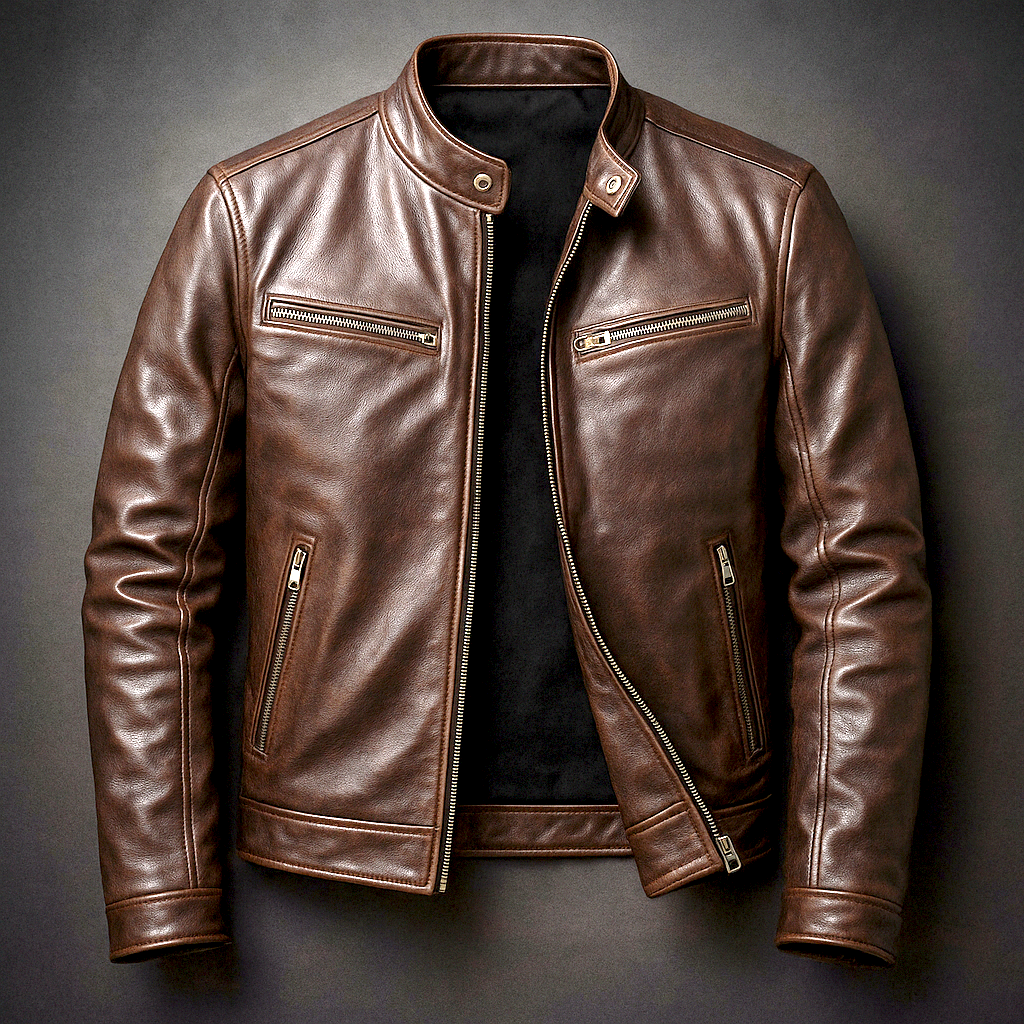 Jaromir – Vintage Leder Jacke Mit Reißverschluss