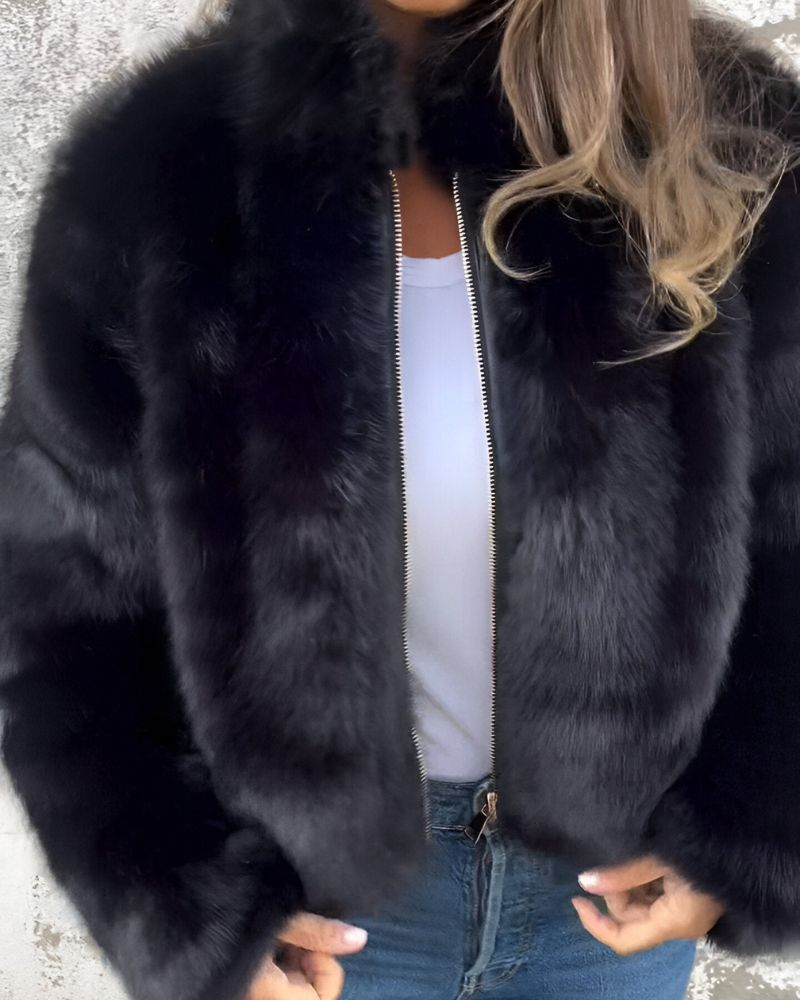 Arbel - Elegante Jacke Mit Stehkragen Aus Fell