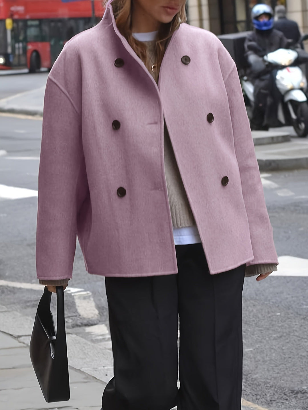 Deanne - Eleganter Doppelreihiger Beiger Mantel