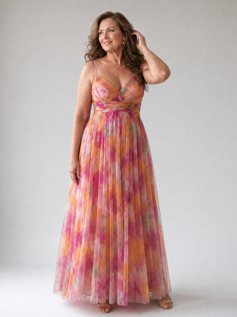 Xeenia – Stilvolles Chiffon-Maxikleid Mit Ausschnitte