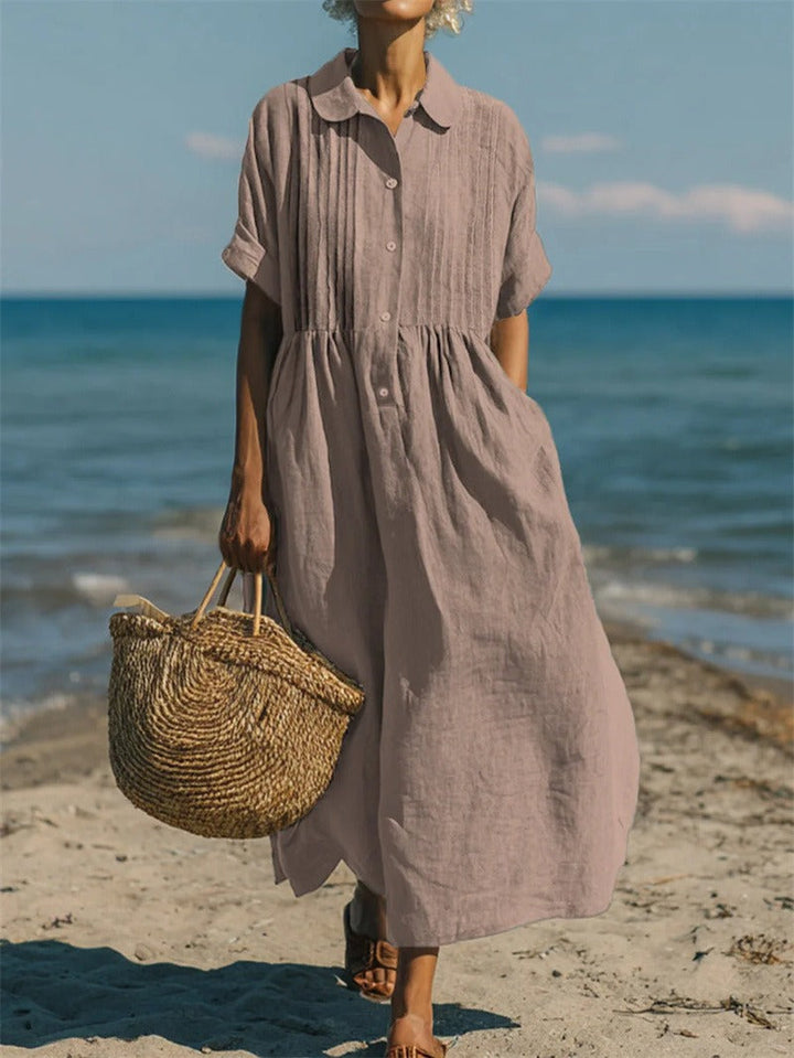 Janny – Elegantes Fließendes Baumwoll Shirtkleid
