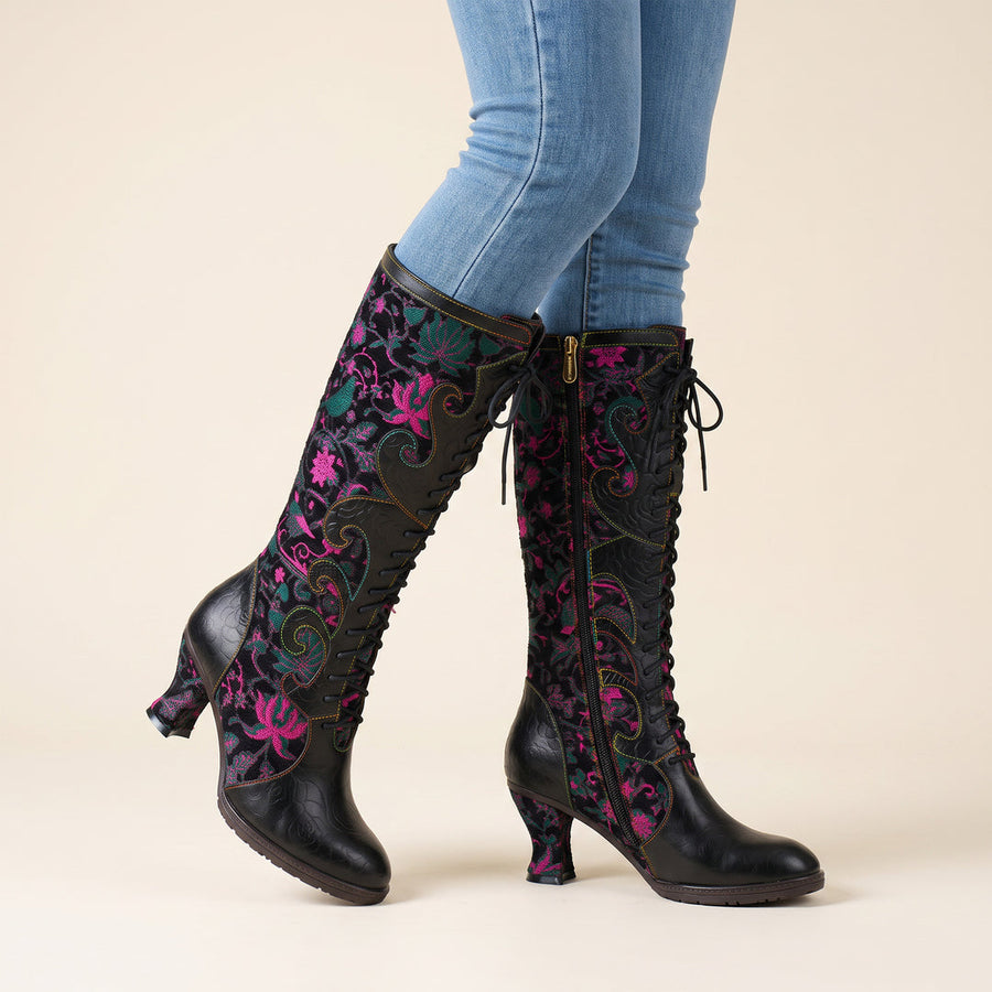 Leasia - Orthopädischer Lederstiefel Mit Aufdruck