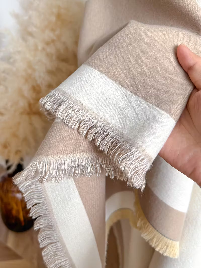 Taisija – Wendbarer Gestreifter Jacquard Schal Aus Kunstkaschmir