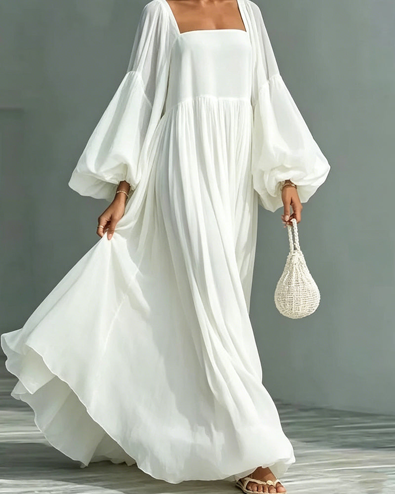 Nunila – Maxi-Kleid Im Feen-Stil Mit Quadratischem Ausschnitt