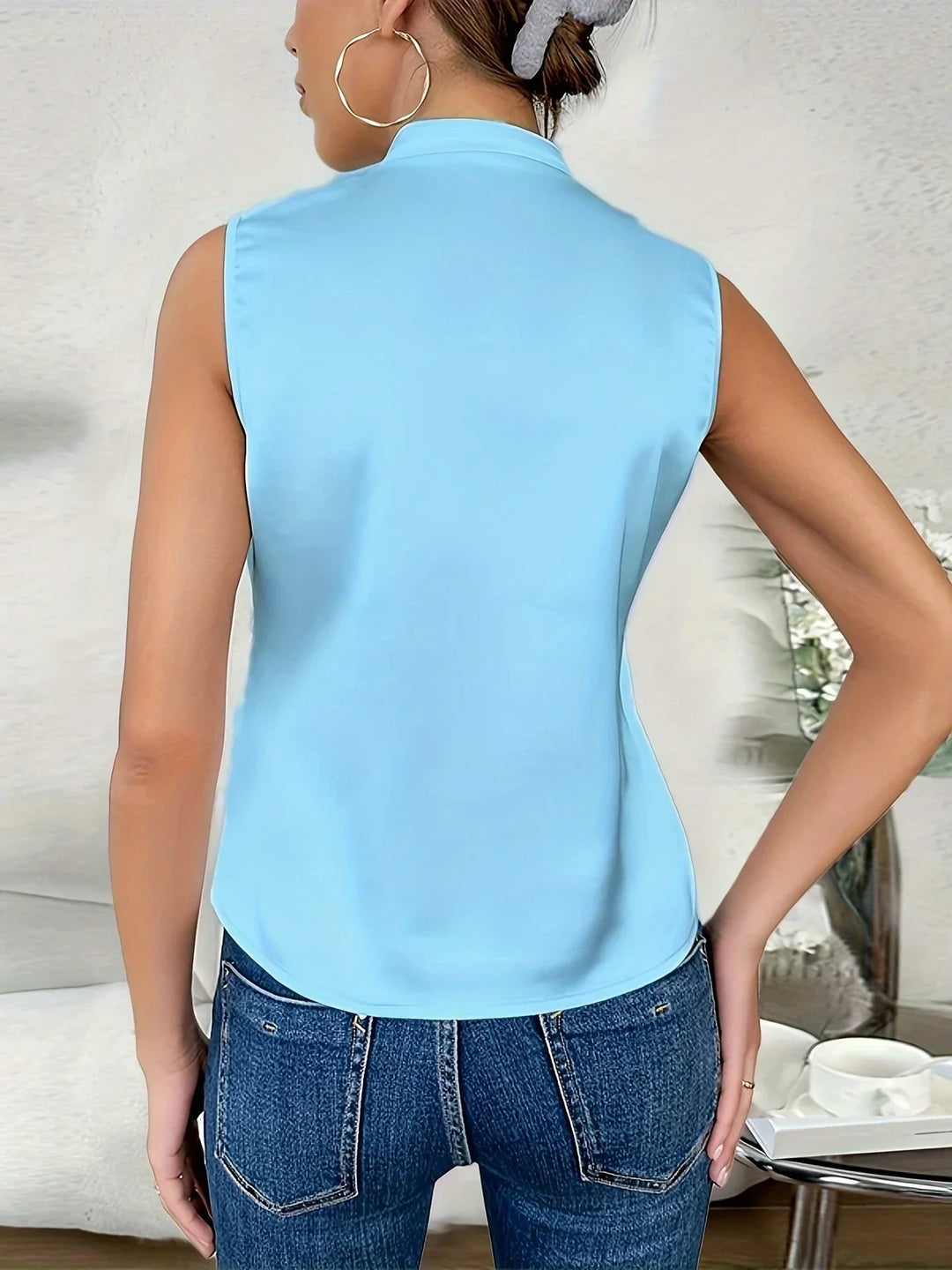 Cebulska – Elegante Ärmellos Surplice Bluse