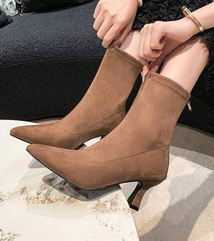 Sanduni - Leder Stiefelette Mit Mittlerem Absatz