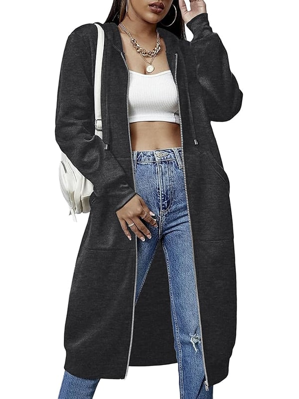 Dfida – Lässiger Fleece Kapuzenpullover Mit Reißverschluss