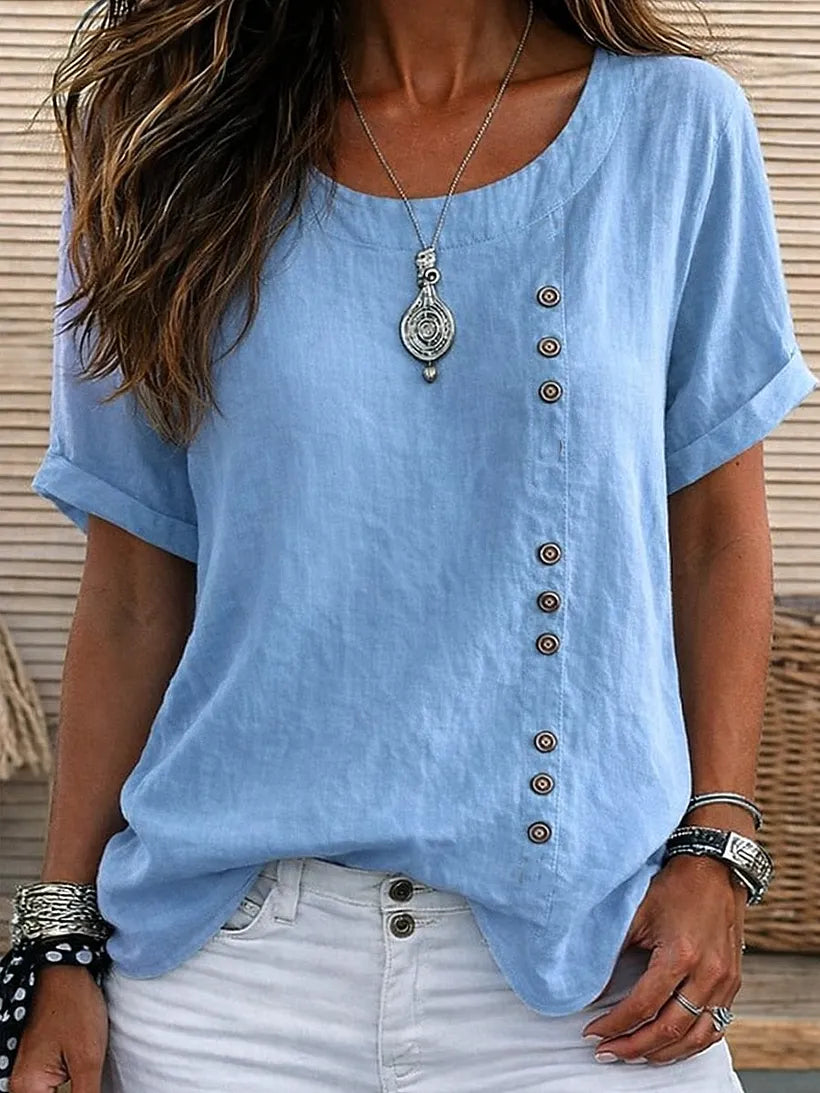 Mickale - Baumwoll Bluse Mit Knopfleiste