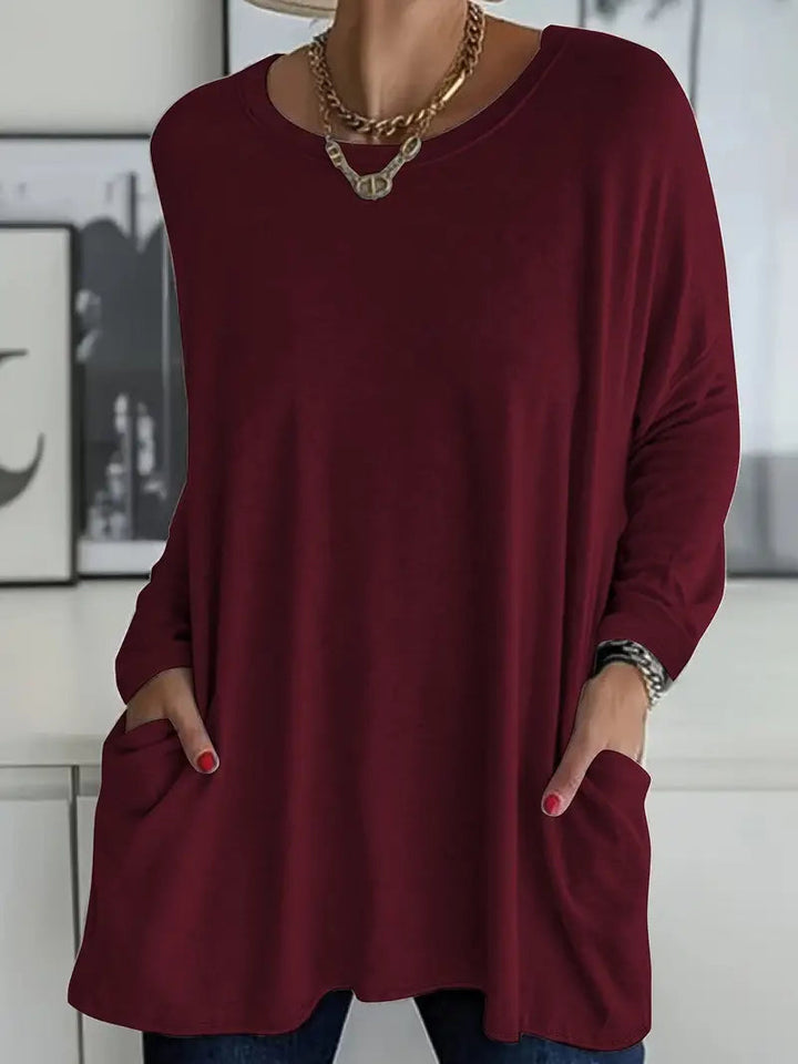 Noryn – Oversize-Pullover mit Rundhalsausschnitt und Taschen