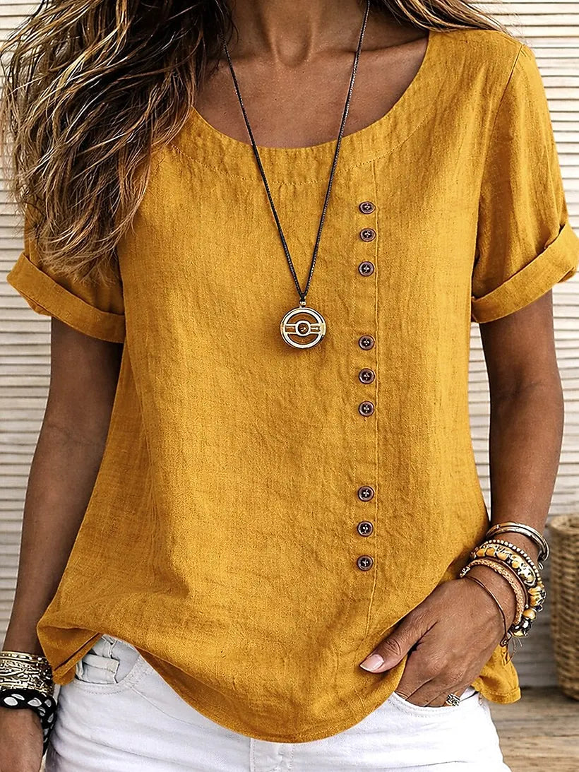 Mickale - Baumwoll Bluse Mit Knopfleiste