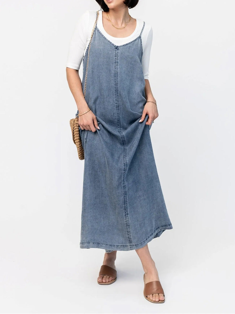 Éricaa - Maxikleid Aus Denim In Lockerer Passform