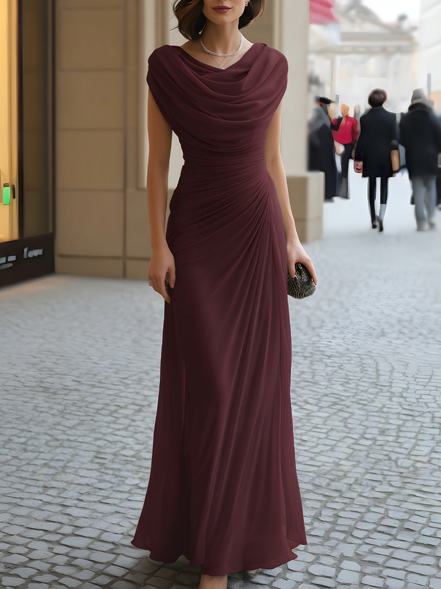 Jutharat - Drapiertes Maxikleid Mit Gerafftem Rundhalsausschnitt