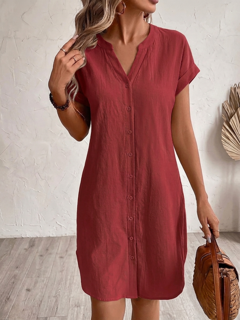 Khalela - Bequemes Leinen Blusen Kleid