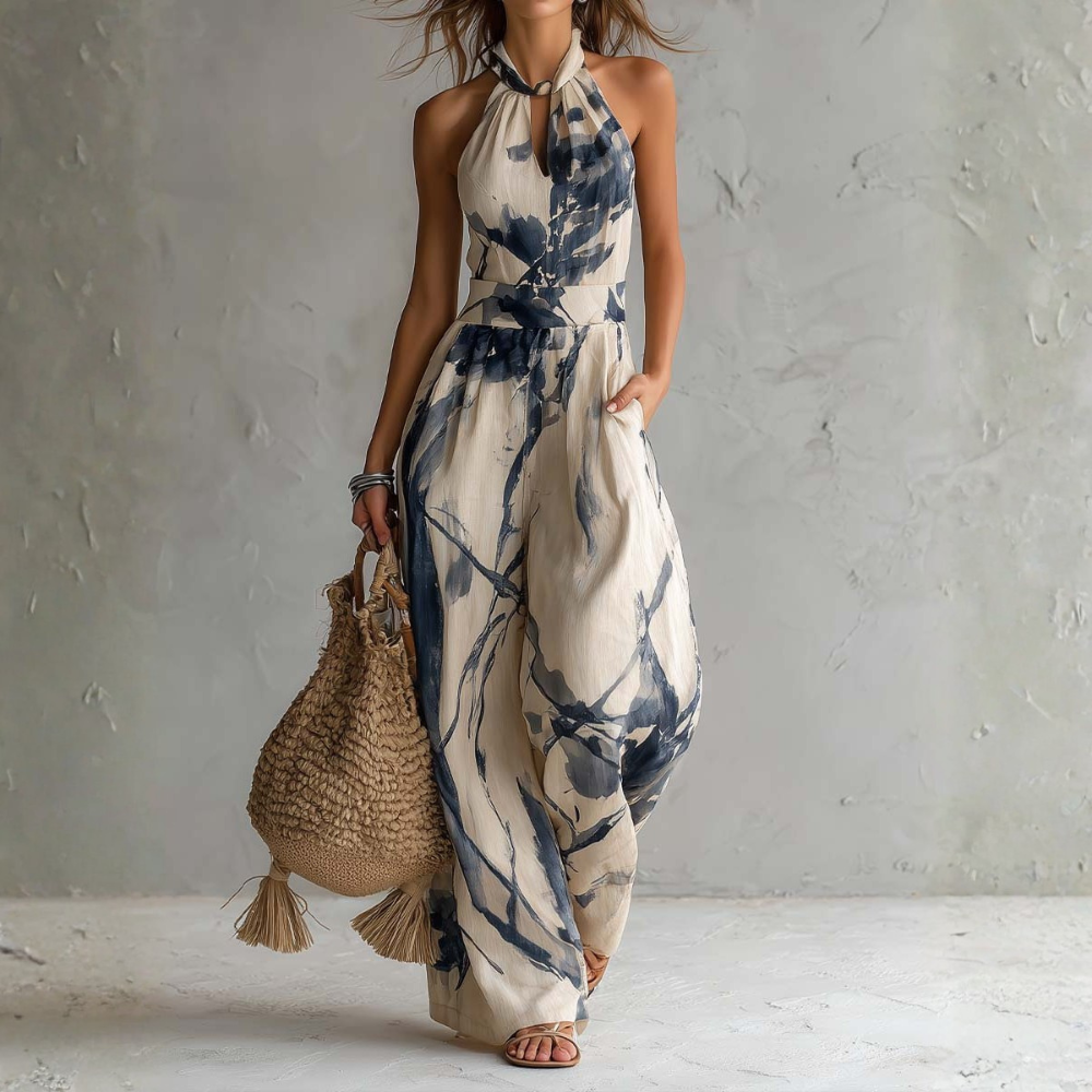 Symia – Eleganter Overall Mit Kunstvollem Drucken
