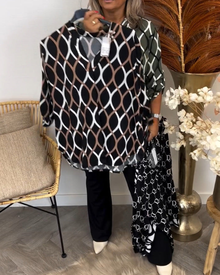 Alyce – Lässige Langarm Bluse Mit Muster