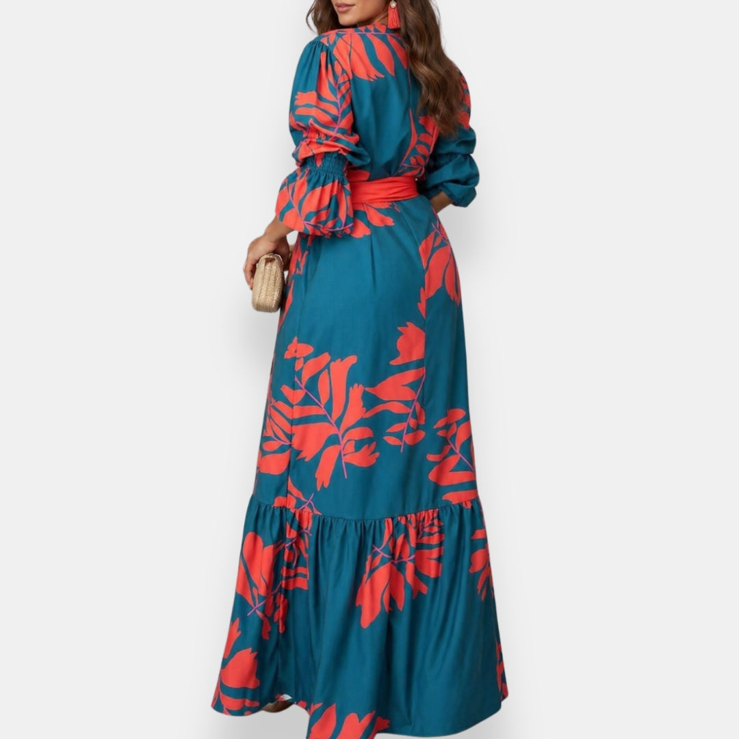 Hacire – Maxikleid mit tropischem Blumenmuster