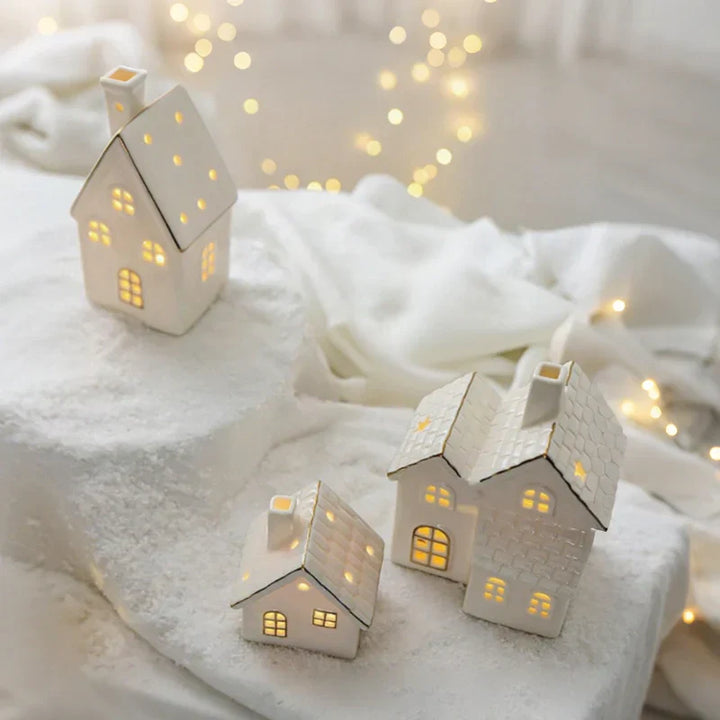 SnowLume – Keramik Weihnachtsdorf LED Dekorationsset
