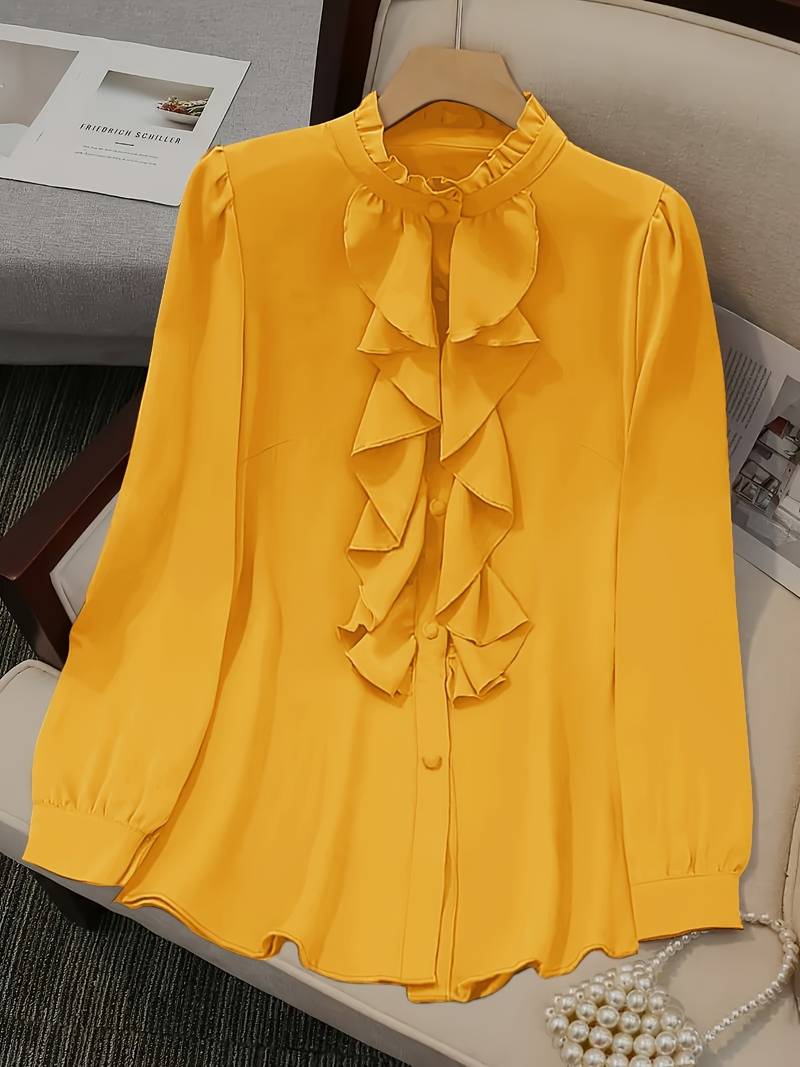 Sivanah - Elegantes Hemd Mit Rüschenleiste Und Drapierung