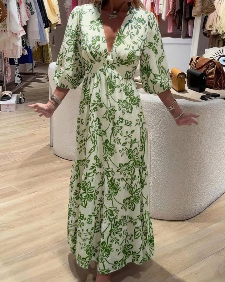 Lyssia – Elegantes Langes Kleid Mit Blumenmuster