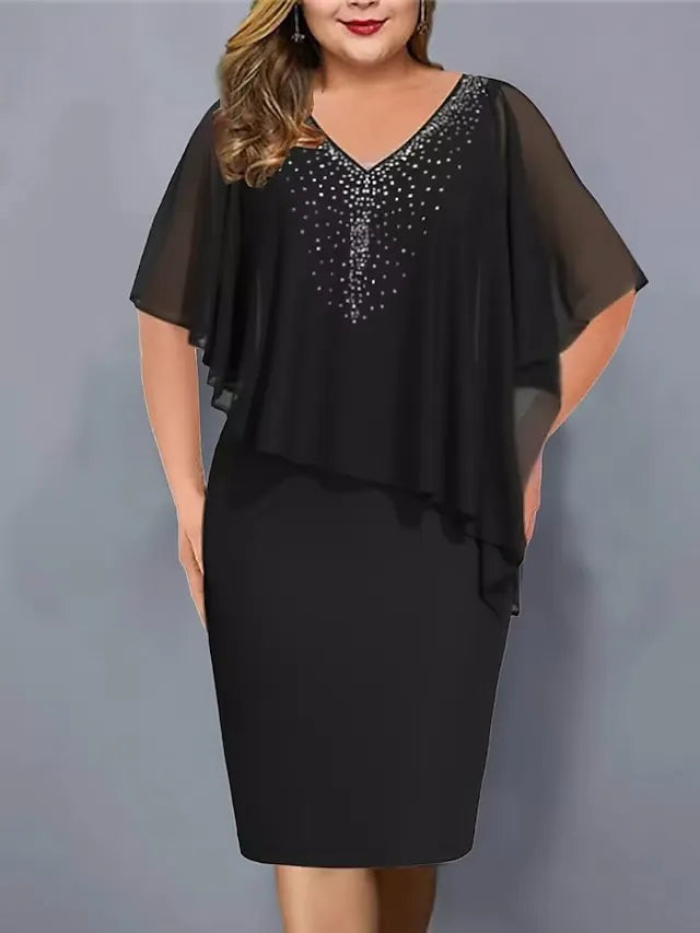 Amelie – Chiffon-kleid MIT V-ausschnitt Und Strassverzierung