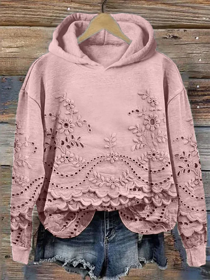Leenja – Lässiger Kapuzenpullover Mit strukturiertem Blumenmuster