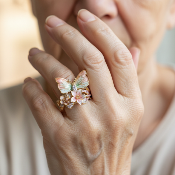 PetalWings – Naturinspirierter Schmetterlingsring mit Zirkonia