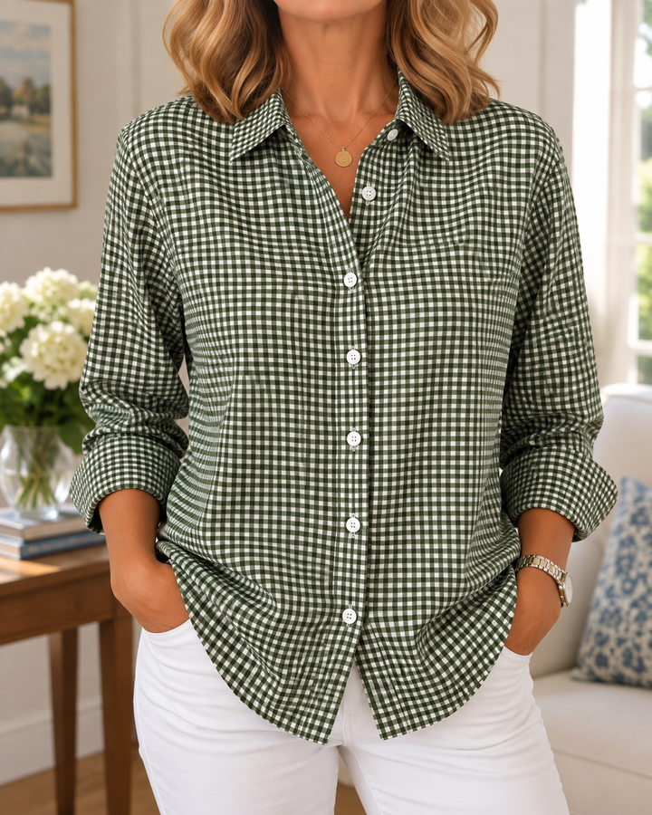Colien – Langärmliges Gingham-Hemd mit Knöpfen