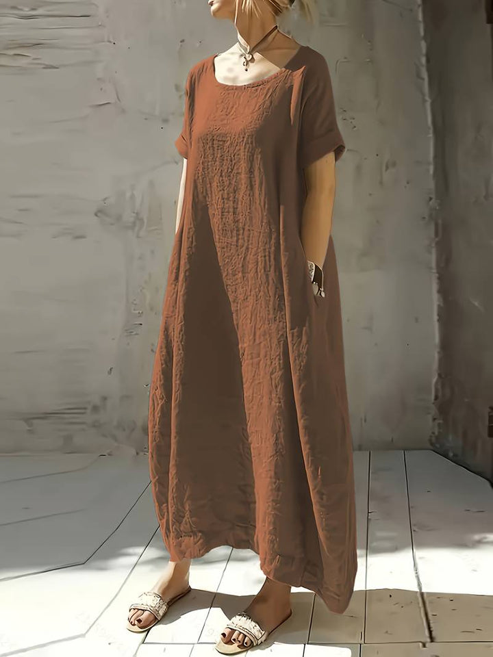 Anuradhi - Lässiges Langes Kleid Mit Weiten Ärmeln