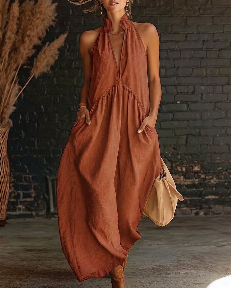 Saorla - Ärmelloses Maxikleid Aus Baumwolle Mit Hohem Kragen