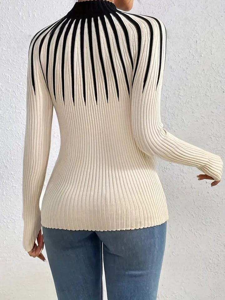 Maider – Eleganter Langarm Pullover Mit Hoher Kragen