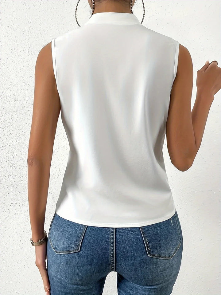 Cebulska – Elegante Ärmellos Surplice Bluse