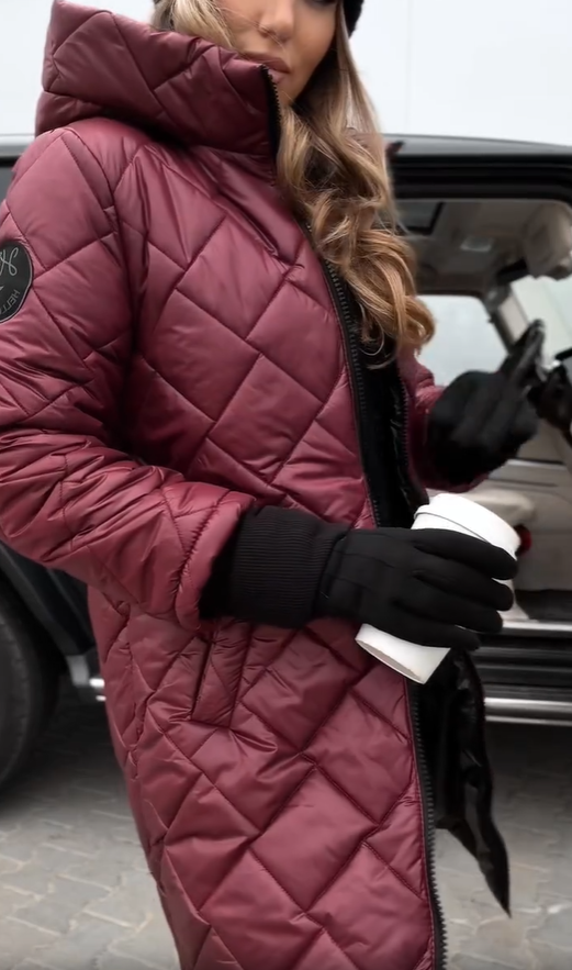 Kureha - Stylische Gesteppte Kapuzenjacke Mit Reißverschluss