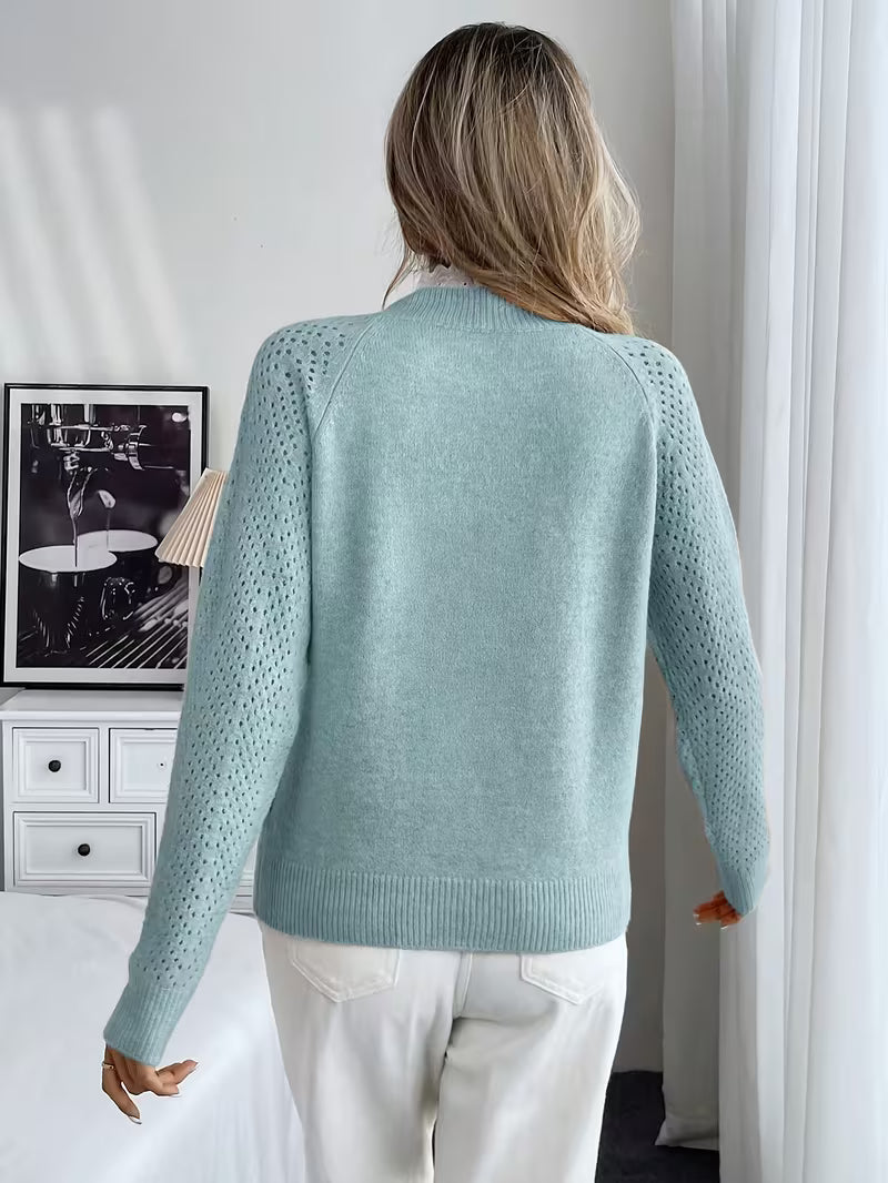 Oliwiaa – Langärmeliger Pullover Mit Rundhalsausschnitt Und Spitzenverzierung