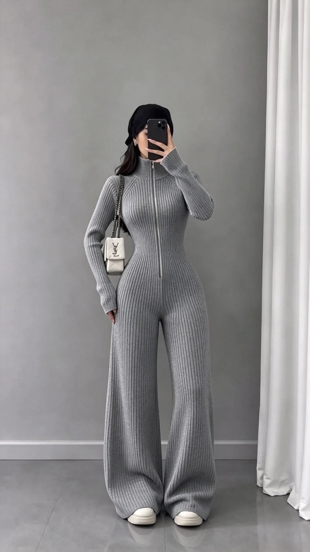 Libby – Overall Aus Geripptem Strick Mit Weitem Bein