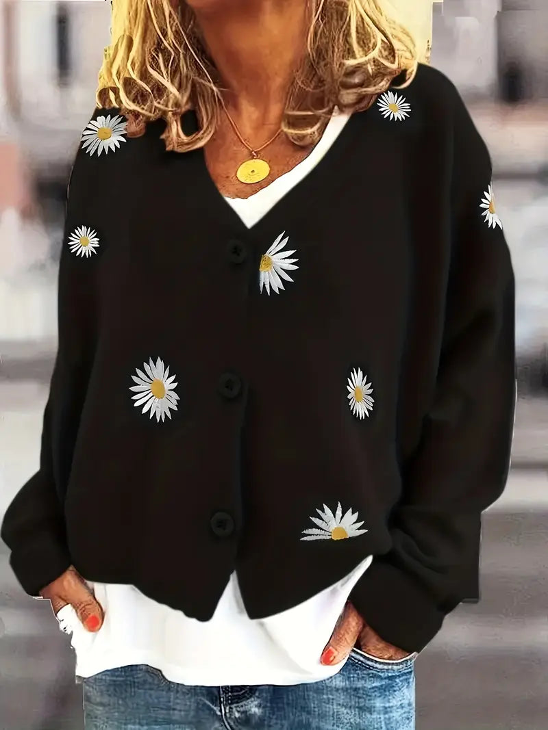 Korina – Eleganter Langarm Strickjacke Mit Knöpfen