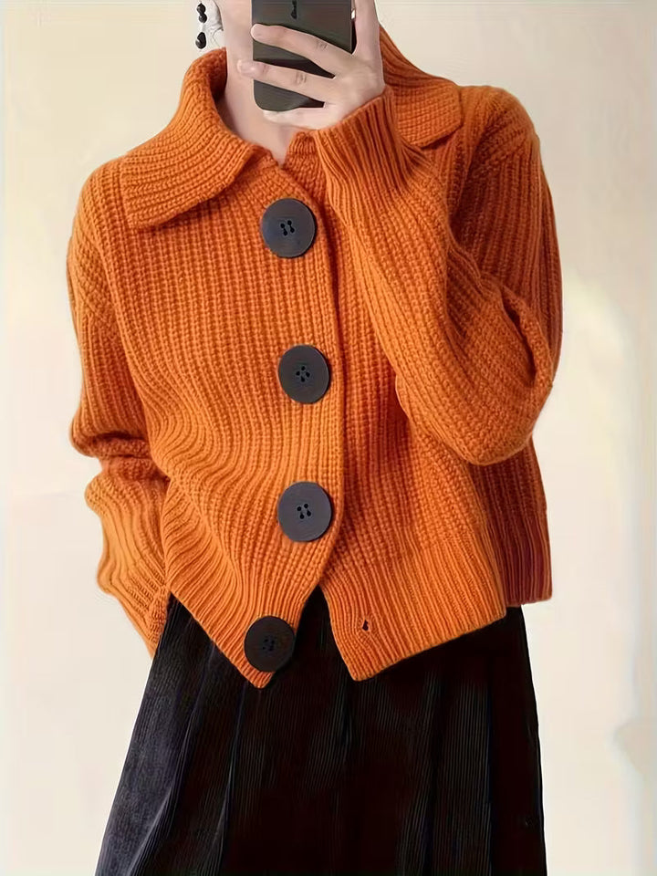 Agnetha – Strick Pullover Mit Großen Knöpfen