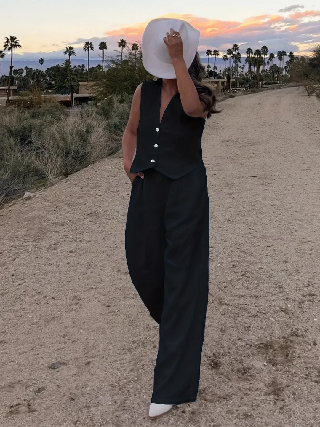 Jorja – Elegantes ärmelloses Zweiteiler Outfit-Set