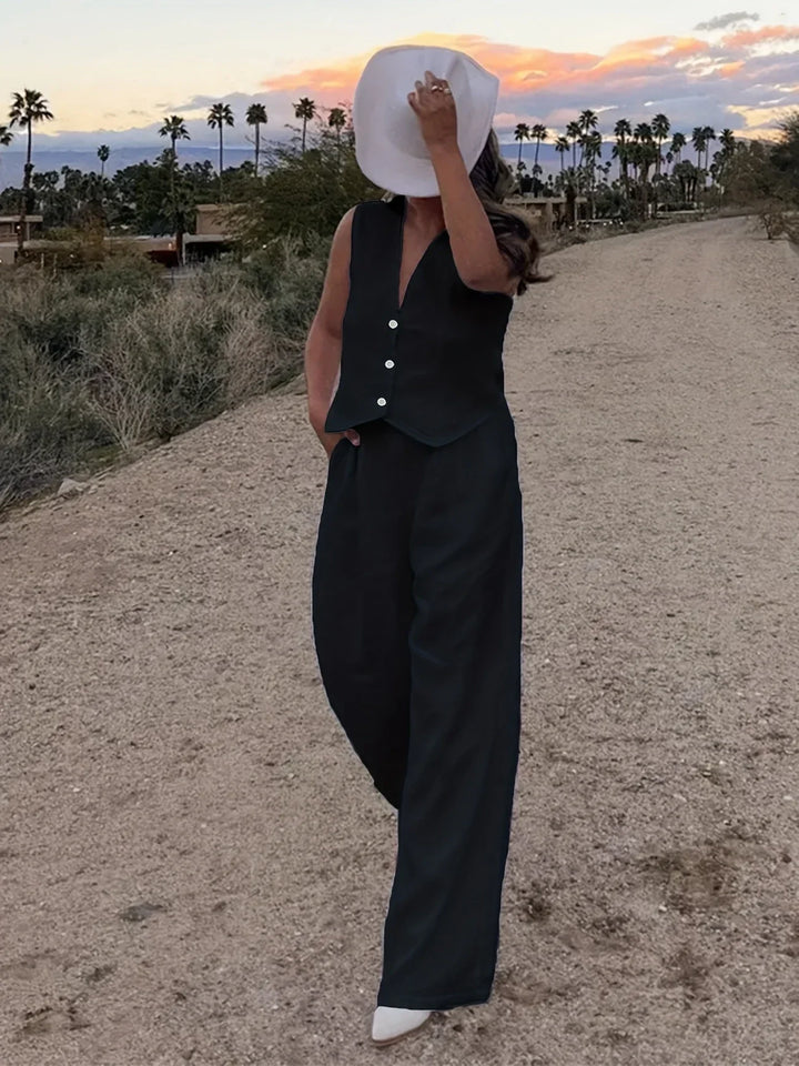 Jorja – Elegantes ärmelloses Zweiteiler Outfit-Set