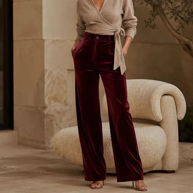 Jana - Hose Mit Hohem Bund Und Weitem Bein