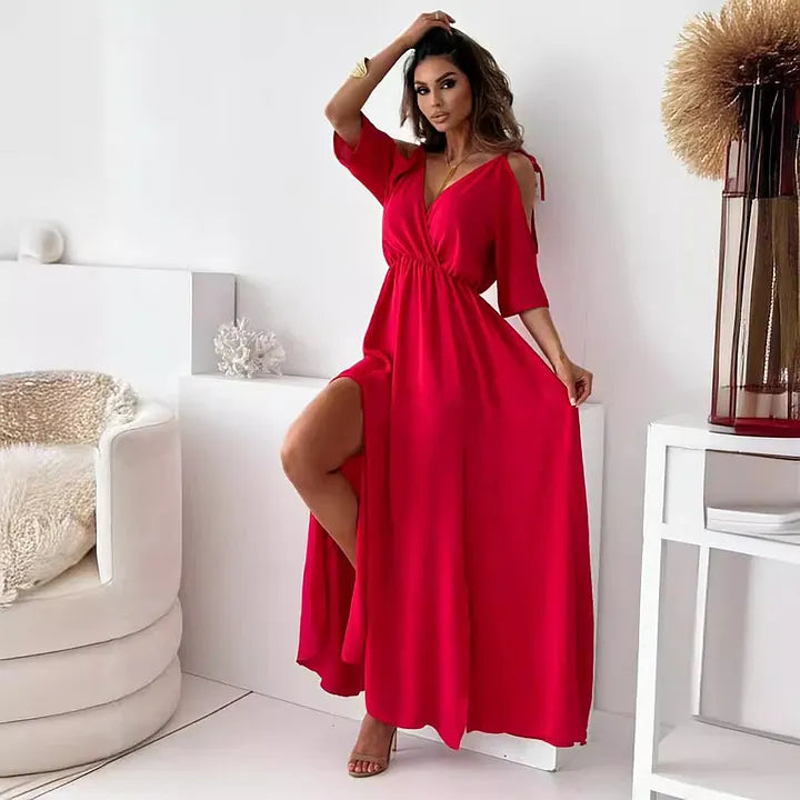 Lene – Schulterfreies Kleid Mit Schlitz