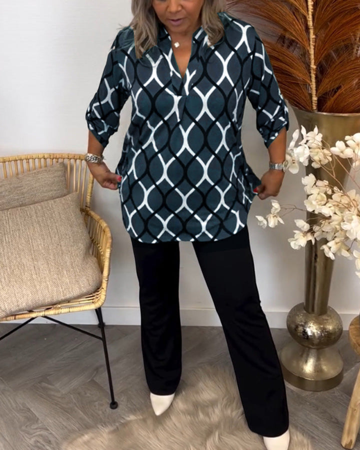 Alyce – Lässige Langarm Bluse Mit Muster