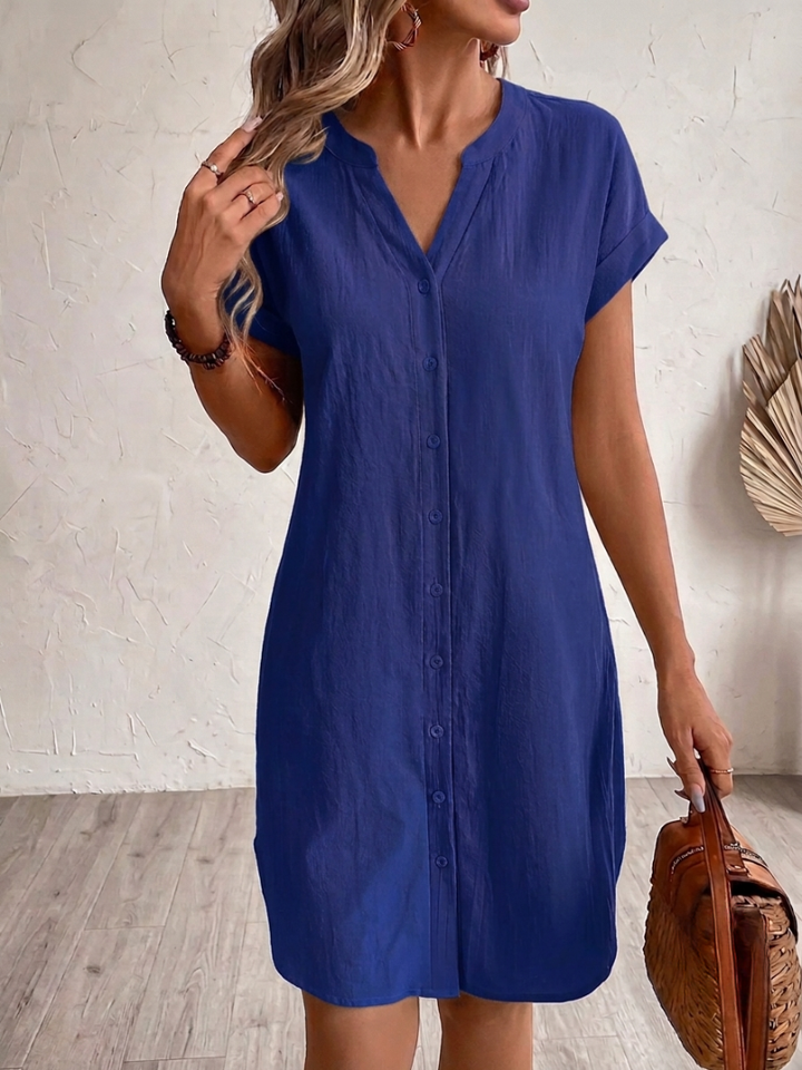 Khalela - Bequemes Leinen Blusen Kleid