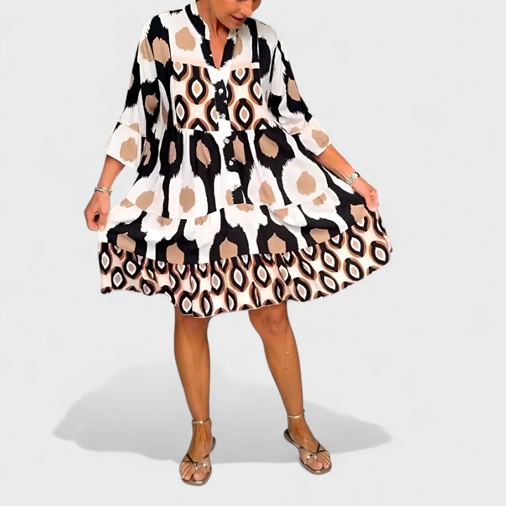 Suciana – Boho Drucken Kleid mit V-Ausschnitt