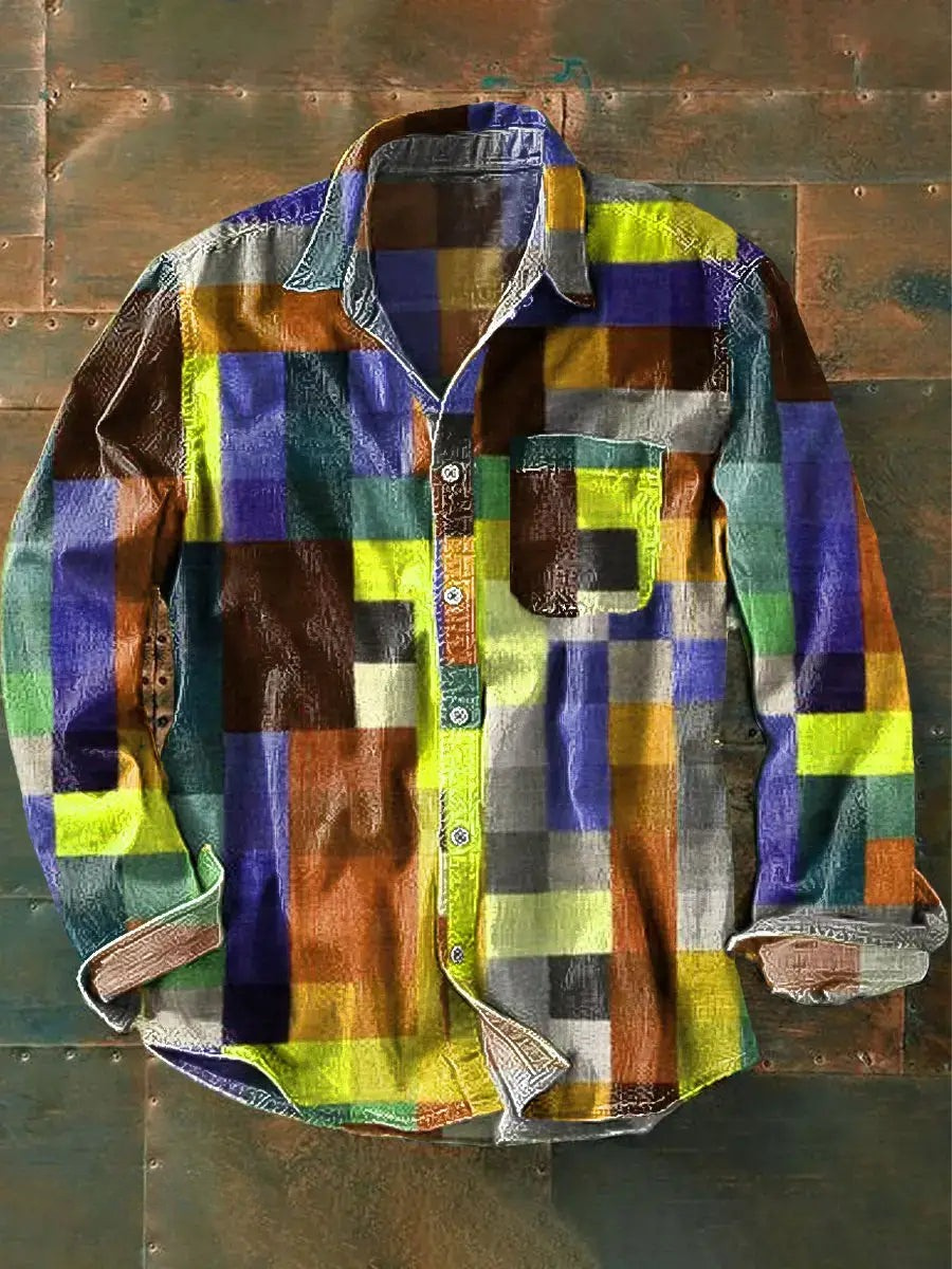 Germaine – Unisex Langarm Hemd in Schlichter Regenbogenfarbe