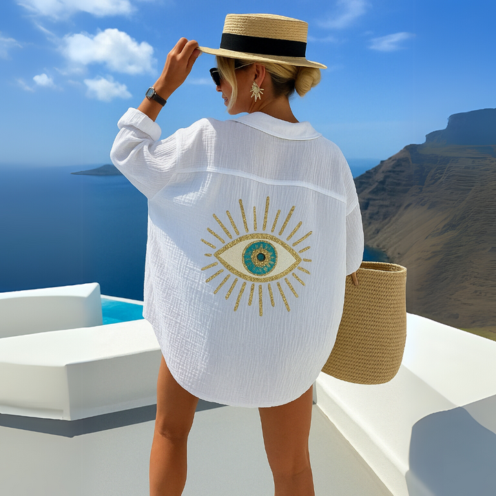 Yamila – Lässige Bluse Mit Augen Drucken